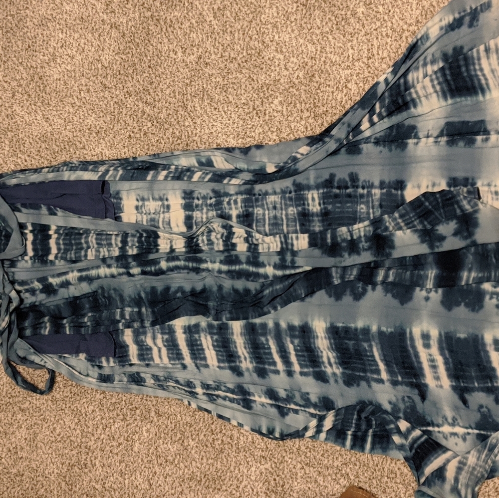 Tye dye style blue maxi skirt